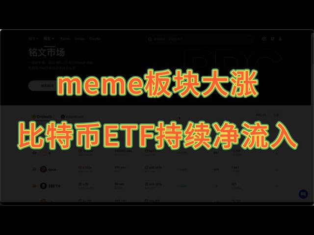 Meme 行业激增 |比特币ETF持续净流入|市场反弹