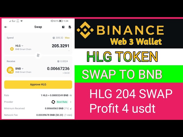 Swap HLG Token || Binance web3 wallet || today profit 4$ usdt