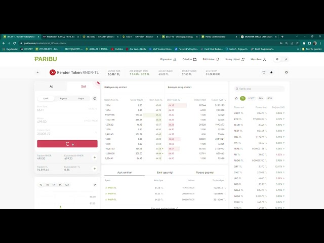 65 87 TL Render TokenRender Token RNDR TL Achetez la principale plateforme de transaction de crypto-monnaie de Turquie