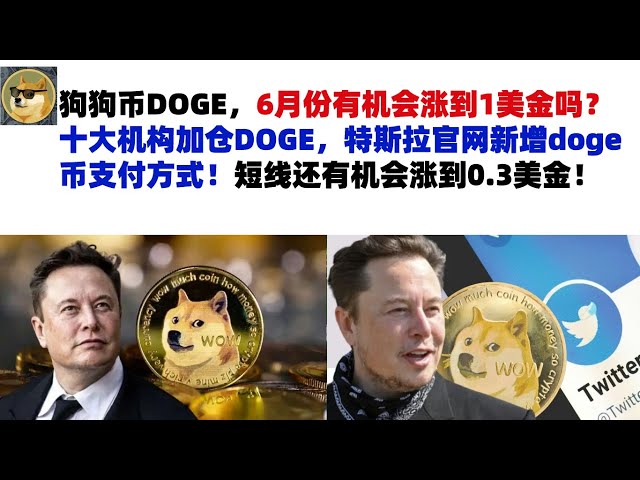 狗狗幣DOGE，6月有機會漲到1美元嗎？十大機構加倉DOGE，特斯拉官網新增狗狗幣支付方式！還有機會