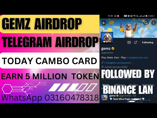 LARGEMENT AÉRIEN DE GEMZ | SUIVI PAR BINANCE LAB | GAGNEZ 5 MILLIONS DE JETONS | AUJOURD'HUI CARTE CAMBO | LE MONDE D'ARISH.