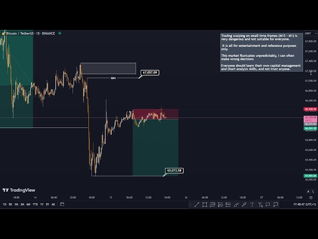 🔴Échange en direct Bitcoin BTCUSDT Crypto Swing Day Trading et scalping - SMC Smart Money Concept 15/06/24