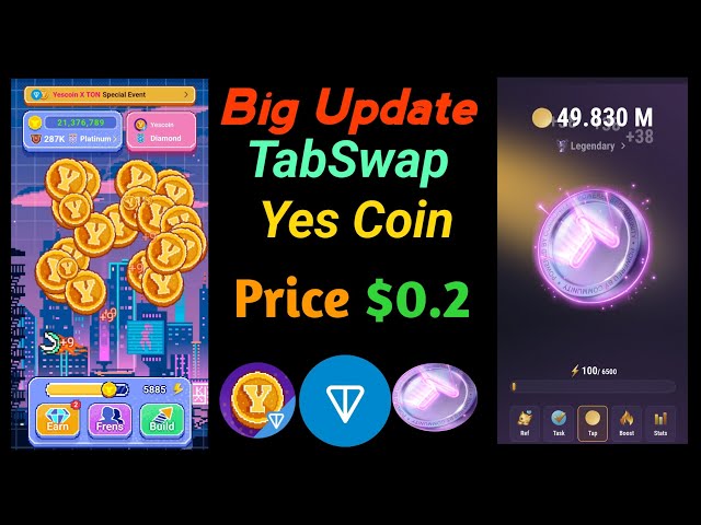 Yes Coin & Tabswap New Update | Listing On Ton Blockchain | Listing Price |