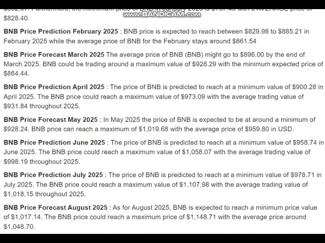 2025년 BNB 가격 예측 - BNB 가격 예측