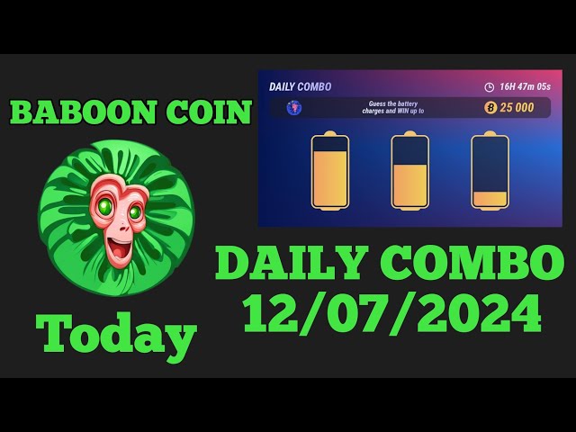 Baboon coin daily combo today 12 july 2024 | Telegram crypto mining bots and airdrops