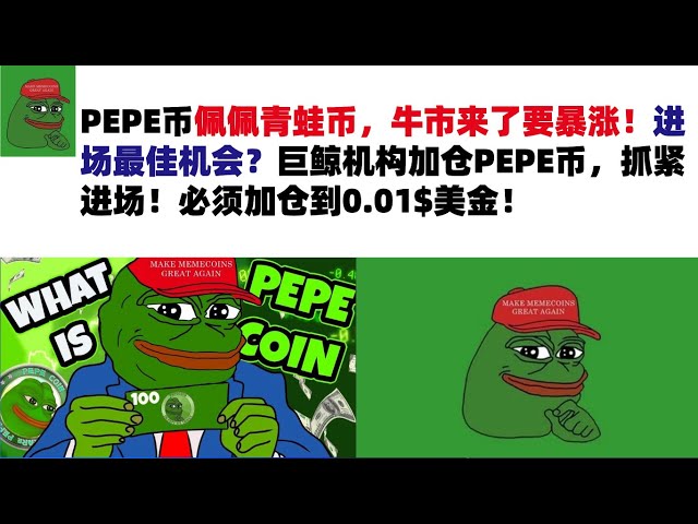 PEPE Coin Pepe Frog Coin, le marché haussier arrive et va monter en flèche ! La meilleure opportunité pour participer ? L'institution de la baleine géante a augmenté sa position dans les pièces PEPE, dépêchez-vous et entrez sur le marché ! La position