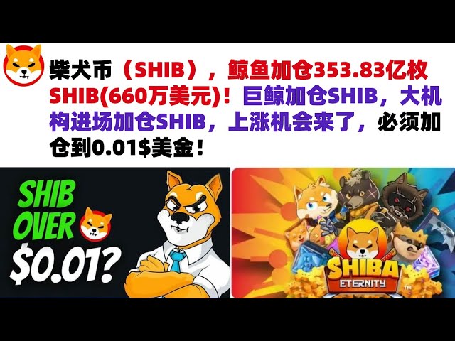 Shiba Inu Coin (SHIB), whales added 35.383 billion SHIB (USD 6.6 million)! Giant whales increase their positions in SHIB, and large institutions enter the market to increase their positions in SHIB. The opportunity to rise ha