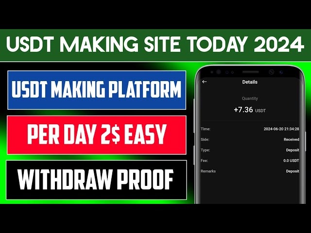 Nouveau site de gains Usdt | Plateforme de création d'USDT | Par jour 2,1$ | Gains Trx | Site minier Usdt aujourd'hui