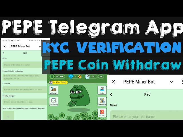 PepeTelegram Mining App Vérification KYC Compléter la pièce Pepe Retirer le portefeuille Telegram