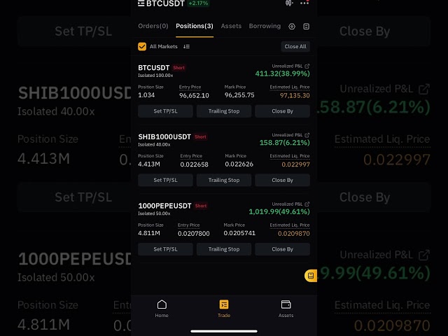 hat heute 3 neue Short-Trades eröffnet. BTC-Pepe-Shiba-Inu-Münze. profitieren.