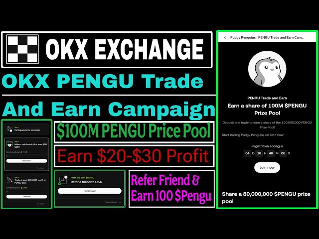 OKX PENGU Trade-and-Earn-Kampagne | 100 Millionen US-Dollar PENGU-Preispool 🏆 | Verdienen Sie einen Gewinn von 30 bis 50 US-Dollar pro Konto