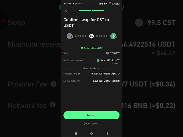 How to swap CST TOKEN to USDT (bep 20) in the Trust Wallet App