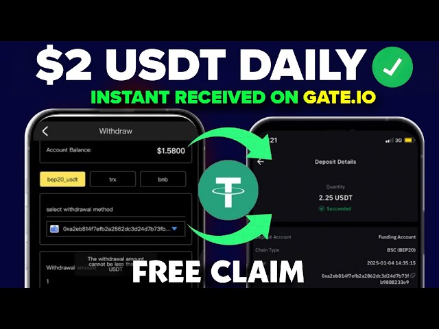 毎日 $2.30 USDT を無料で請求しましょう 🤑 - 紹介なし 👥 | Gate.io に即時受信 ✅ - 面倒なことはありません!!!