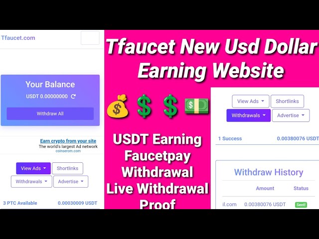 Tfaucet 新美元赚钱网站 |收入最高的加密货币赚钱网站|即时付款 |