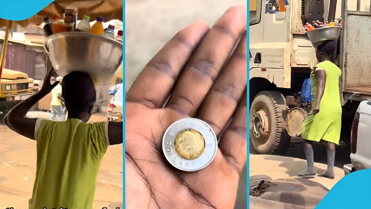 Mann aus Ghana täuscht reinen Wasserverkäufer mit kanadischer Münze, die genau wie eine GH¢1,00-Münze aussieht: Video