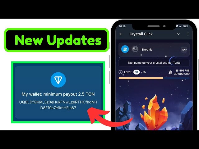 Crystal Click Nouvelles mises à jour : TON Coin Fast Gagnez Karne Ka Secret ! | Astuce de retrait Crystall Click.