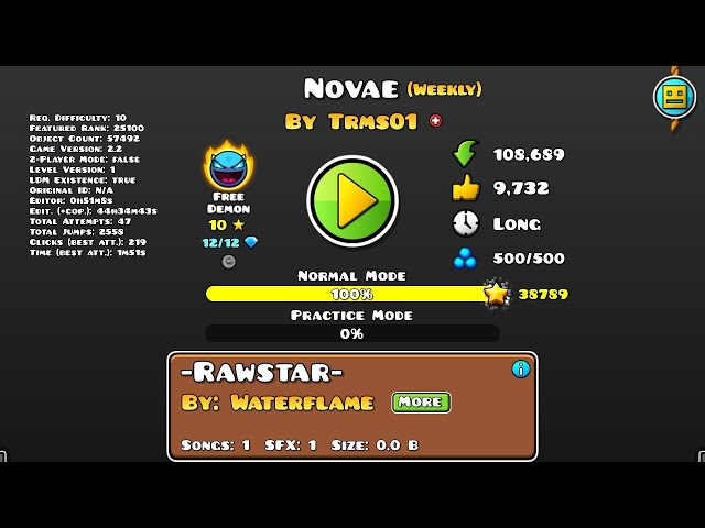 Novae By Trms01 100% sans Coin Geometry Dash Weekly Demon.