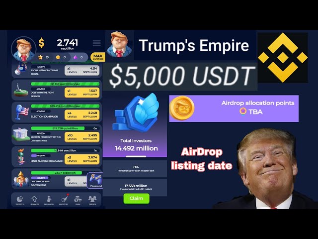 トランプス エンパイア エアドロップ リスト 日付預言者トークン トランプス エンパイア 無料 TON コイン 1000SUSDT