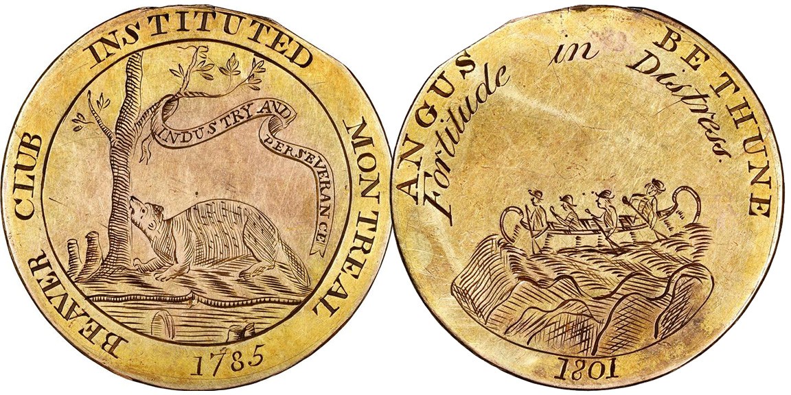 La médaille d'or du Beaver Club, attribuée au célèbre commerçant de fourrures Angus Bethune, sera présentée dans la session 2 : Pièces anciennes et pièces du monde, partie 1 : de l'Afghanistan à l'Indochine française.