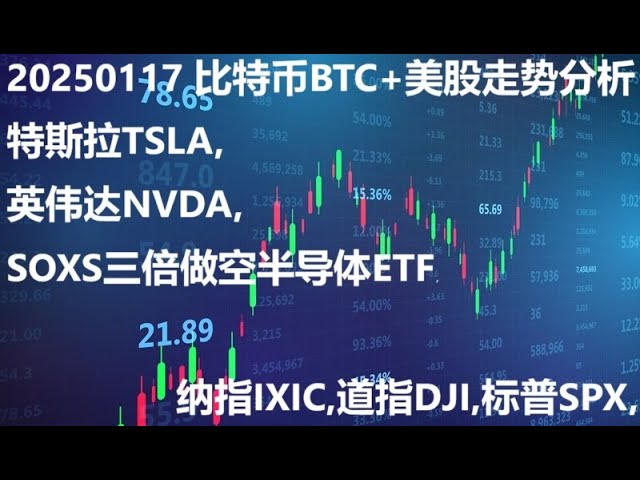 20250117 Bitcoin BTC + analyse des tendances boursières américaines, Tesla TSLA, NVIDIA NVDA, Nasdaq IXIC, Dow DJI, S&P SPX, SOXS triple short semiconductor ETF