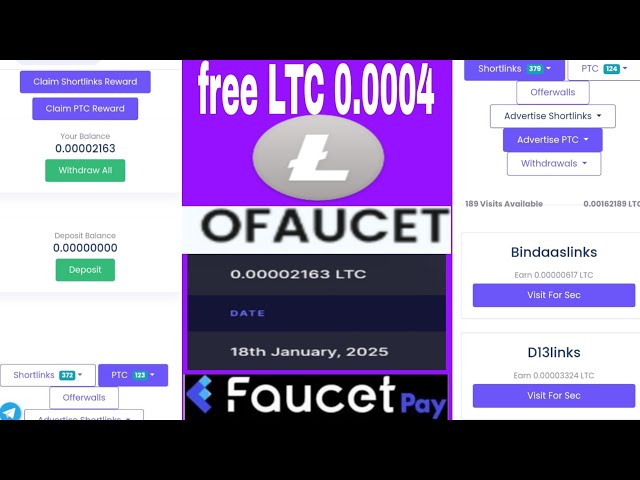 今天赚取 aucet 网站的免费 LTC 即时付款 On.Faucetpay 2025