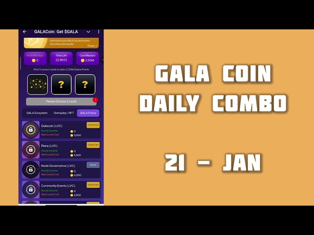 GalaCoin: 1월 21일 $GALA 일일 콤보 받기 || 투데이 갈라 코인 데일리 콤보 || AGP || #갈라코인