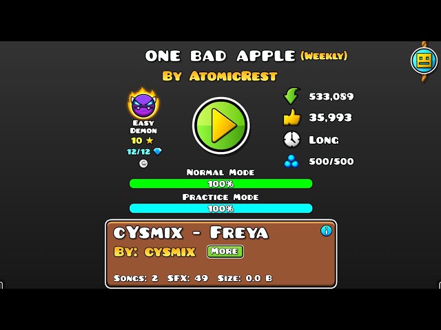 [Classic Epic Easy Demon]（Weekly）AtomicRestによる「One Bad Apple」（1つのコイン）