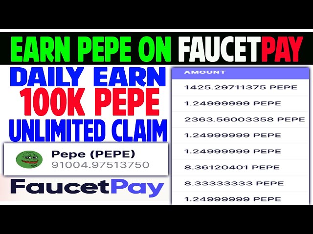 새로운 100k pepe 매일 무료 획득 수도꼭지 | 무제한 pepe | 타이머 없음 | Pepe FaucetPay의 최고 지불