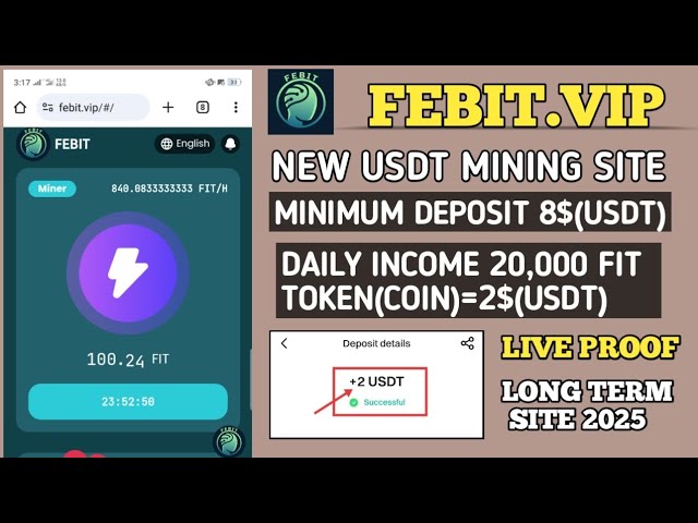 FEBIT.VIP | NEUER Airdrop plus USDT Best Mining -Website Start Daily Earn 20.000fit Coin (Token) = 2 $ (USDT)