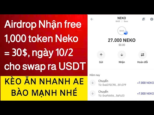 Airdrop은 2 월 10 일, USDT로 스왑을 위해 무료 토큰 Neko를 받았으며 1,000 Neko = 30 $에 가입