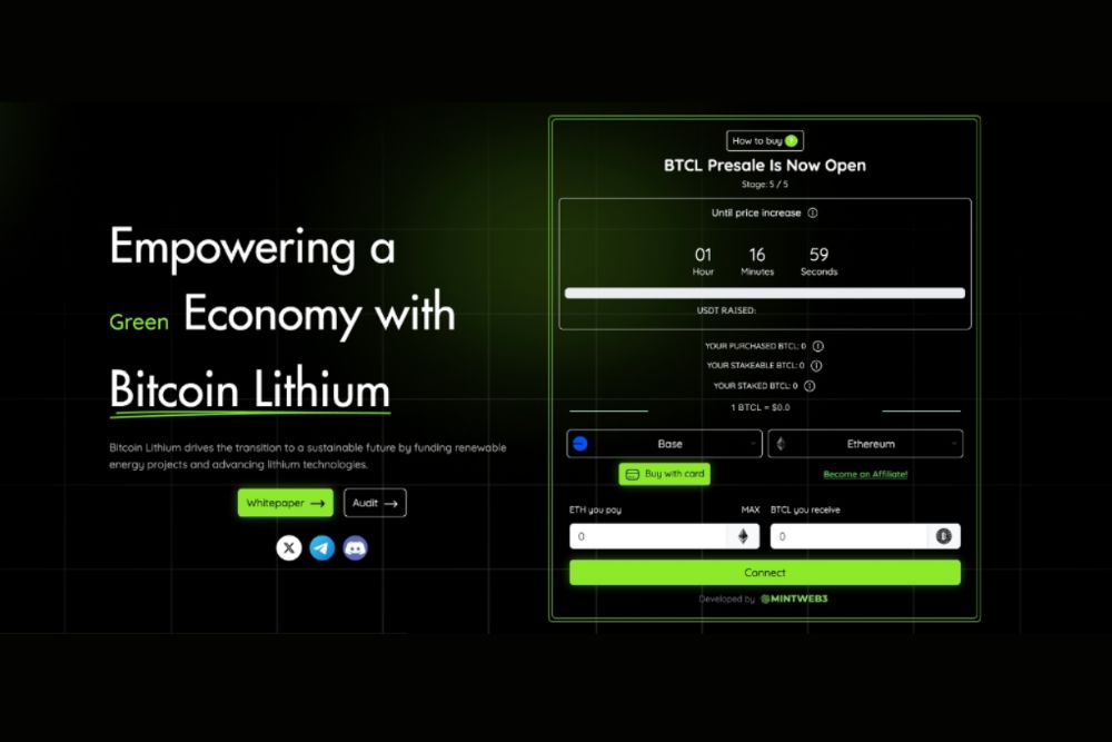 Bitcoin Lithium ($ btcl): un projet de crypto révolutionnaire ciblant la révolution de l'énergie verte