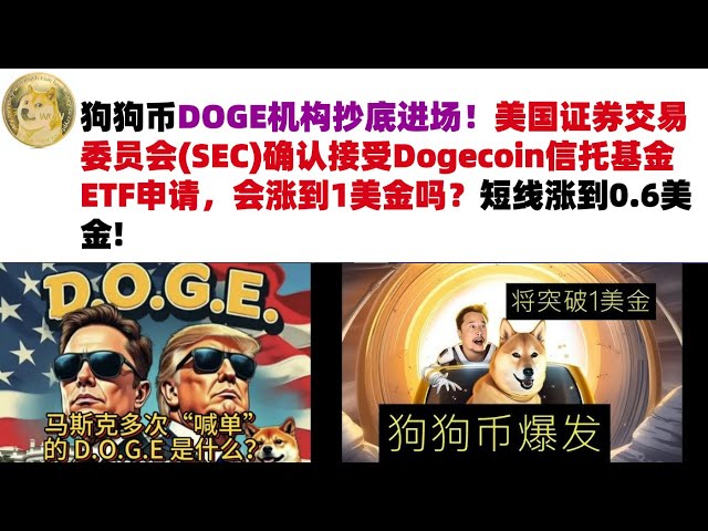 狗狗幣DOGE機構抄底進場！美國證券交易委員會(SEC)確認接受Dogecoin信託基金ETF申請，會漲到1美金嗎？短線漲到0.6美金#DOGE幣#馬斯克狗狗幣#DOGE行情分析