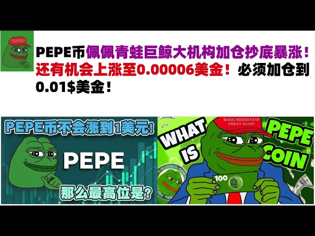 PEPE币佩佩青蛙巨鲸大机构加仓抄底暴涨！还有机会上涨至0.00006美金！必须加仓到0.01$美金！#PEPE币#meme币#佩佩币行情分析