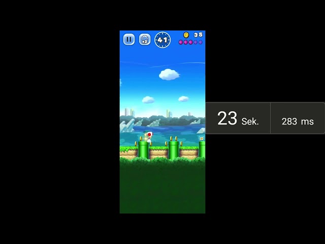 Super Mario Run World 1-1 All Pink Coin Speedrun (38,356)