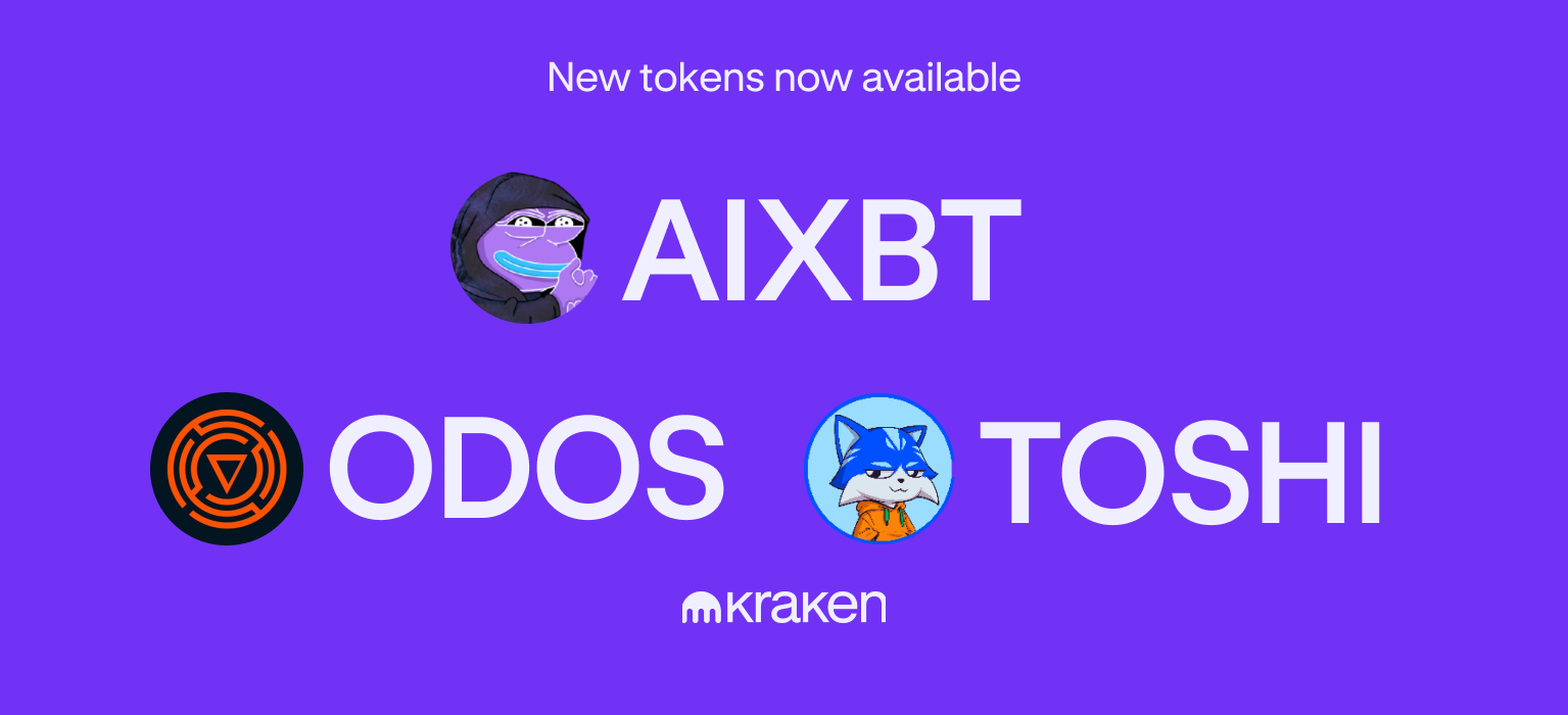 AIXBT、ODOS、Toshiは、Krakenで取引できるようになりました！