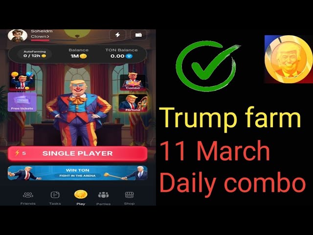 Trump Farm Daily Combo | Trump Farm Daily Combo aujourd'hui 11 mars | Trump Farm Airdrop