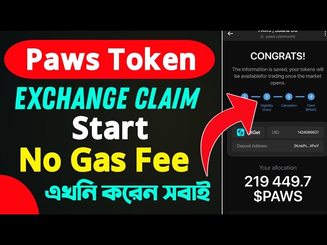 Paws Exchange Withdraw Start No Gas Fee।। Paws Token Withdraw Process