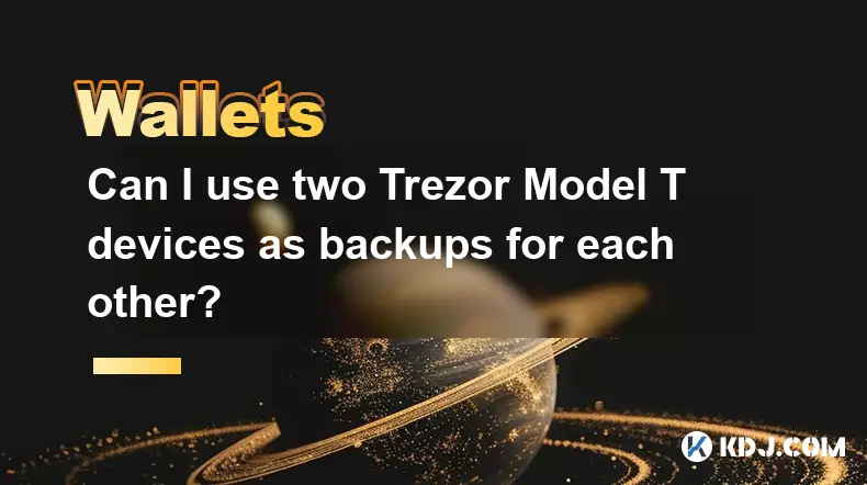 Puis-je utiliser deux appareils Trezor Model T comme sauvegardes l'un pour l'autre ? Puis-je utiliser deux appareils Trezor Model T comme sauvegardes l'un pour l'autre ?