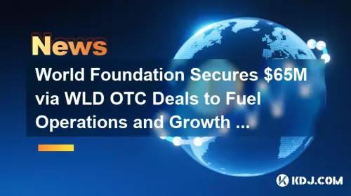 World Foundation, 암호화폐 환경의 운영 및 성장을 촉진하기 위해 WLD OTC 거래를 통해 6,500만 달러 확보 World Foundation, 암호화폐 환경의 운영 및 성장을 촉진하기 위해 WLD OTC 거래를 통해 6,500만 달러 확보